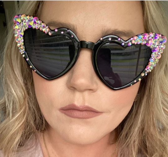 Retro Heart Sparkly Sunglasses