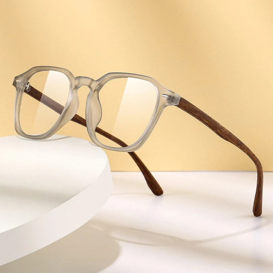Wood Grain Glasses Frame For Men & Women, Anti Blue Clear Lens, Myopia Glasses With Clear Lens, Tranparent Frame