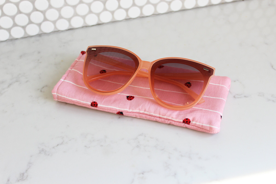Ladybird Glasses Case, Pink Cotton Ladybird Fabric, Phone Iphone Gifts For Her, Girls, Sunglasses Ladybugs