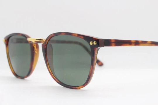 90S Vintage Sunglasses. Tortoise 50S, 40S Style Frame With Green Lenses. Bnwt. Mens Unused Nos