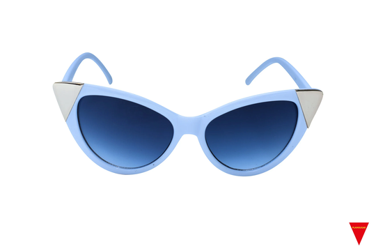 Small White Cat Eye Sunglasses, Brown, Black, Red Plastic Frame With Gold Sides