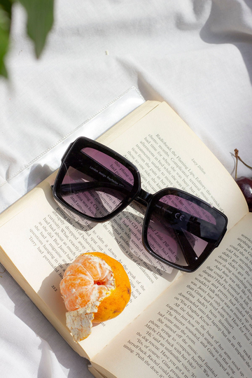 Black Butterfly Square Designer Monogram Sunglasses