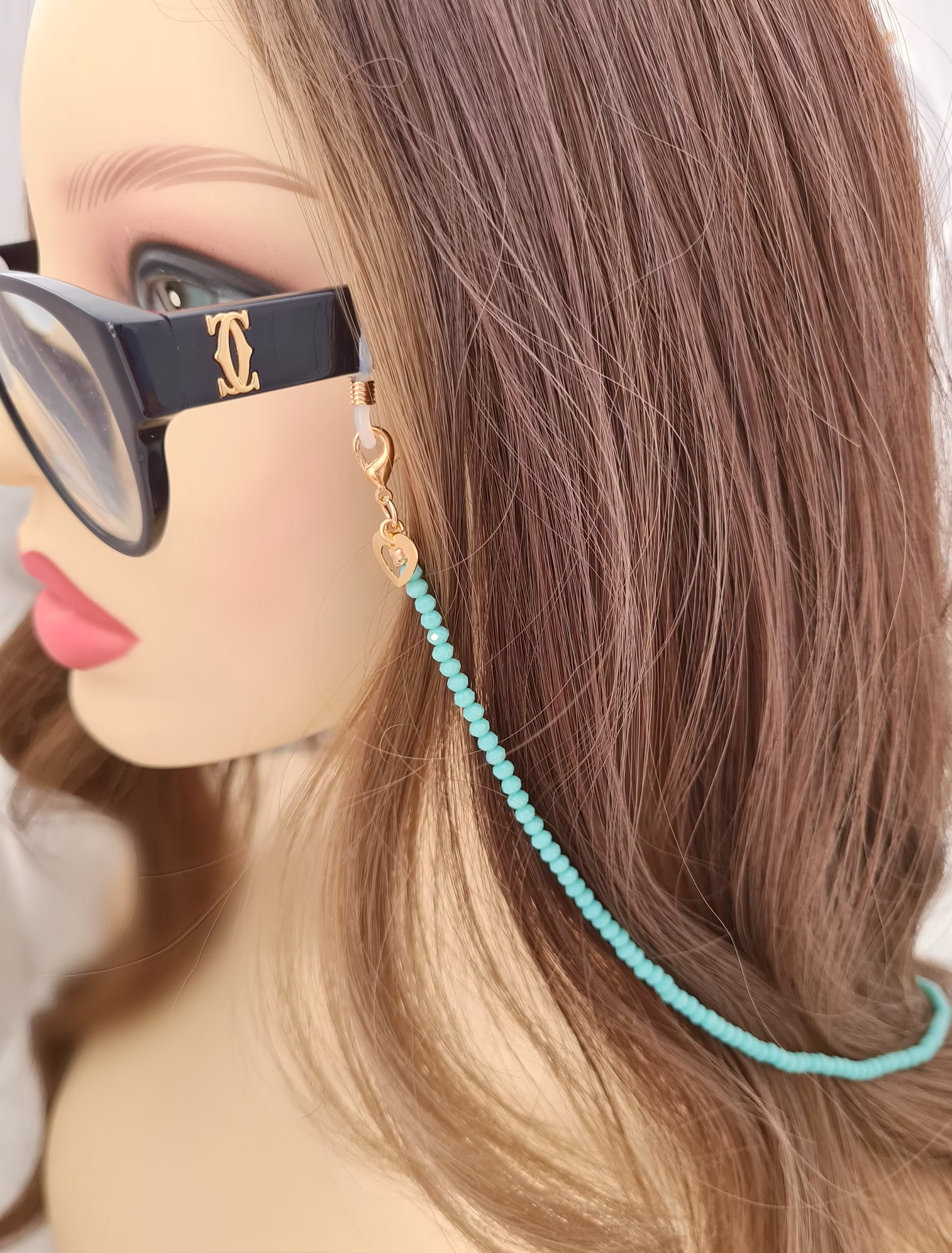 Jade Green Crystal Bead Glasses Chain, Dainty Wearer Gifts, Nana & Mum Gift, Sunglasses Chain Uk, Necklace