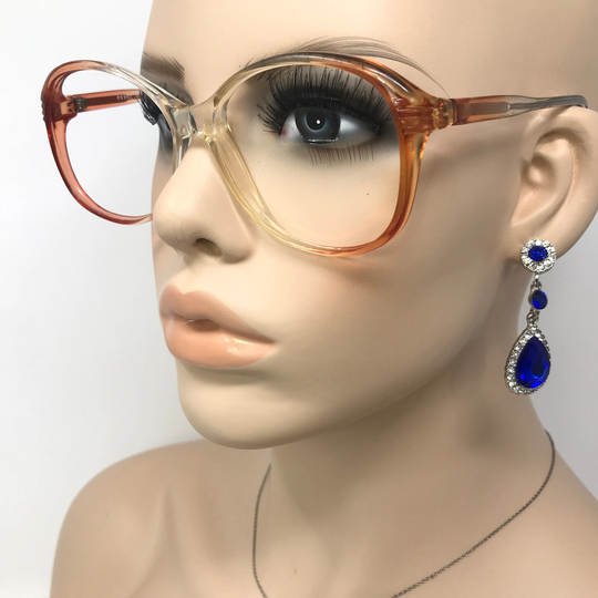 Vintage Revel Sarah Eyeglasses Glasses Frame Orange Clear Square Used Eyeglass Frames Retro
