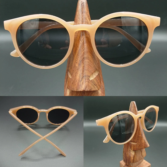 Beige Natural Neutral Toned Round Shaped Sunglasses 1930S 1940S Ww2 Vintage Style Uv400