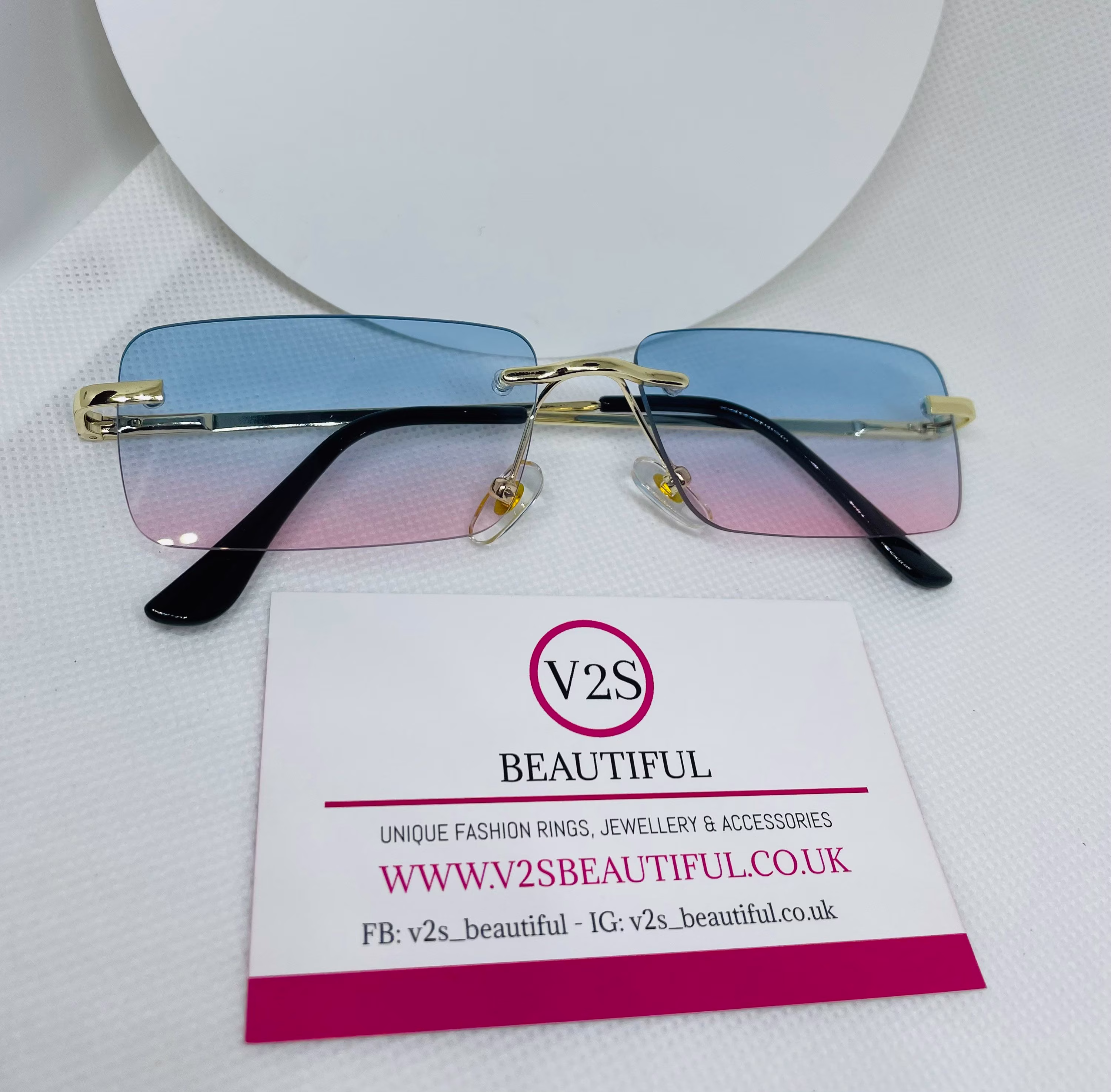 Rectangle Sunglasses, Y2K Rimless Small Festival 90S Fashion Transparent Trendy Unisex Outfit