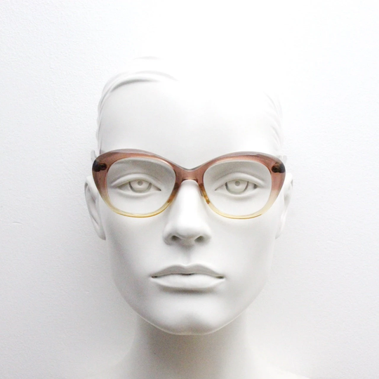 60S Vintage Round Cat Eye Glasses Made in England. Graduating Brown Ombre Cateye Optical Frames. Womens Prescription Eyeglasses. Spectacles