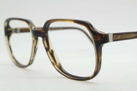 Brulimar 70S Vintage Glasses Model Alfred. Authentic Square Mottled Brown Acetate Optical Frames. Prescription Eyeglasses. Rx. Unused Nos