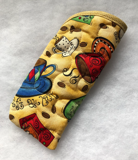 Quilted Eyeglass/Sunglass Case - Coffee Cups2