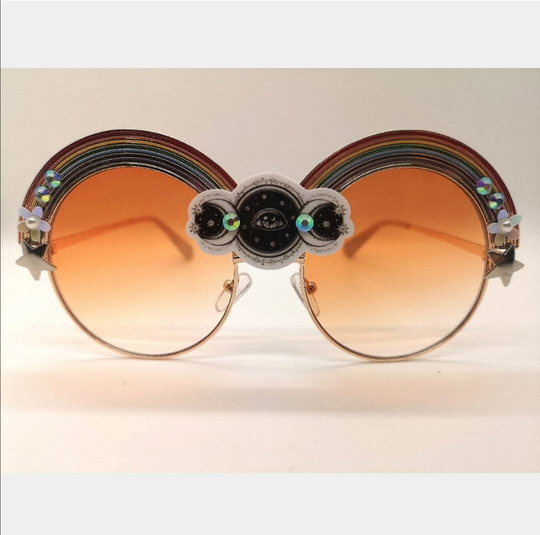 Large Round Rainbow Third Eye Funky Sunglasses