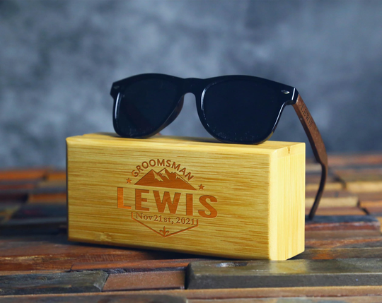 Personalized Sunglasses Kit, Custom Engraved Sunglasses, Black Walnut Wood