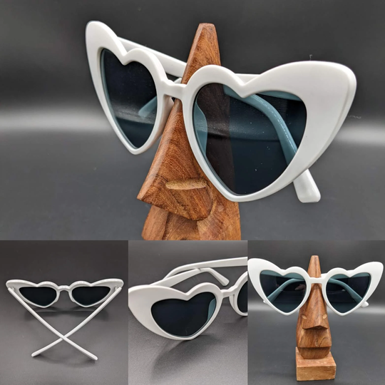 White Matt Heart Shaped Copper Tinted Cat Eye Sunglasses Retro Rockabilly Hen Party Uv400