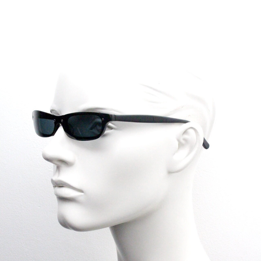 Caroline B.k. 90S Vintage Cat Eye Mini Visor Sunglasses Model 4115 Made in Italy. Stylised Ultra Slim Black Acetate Micro Cateye. Unused Nos