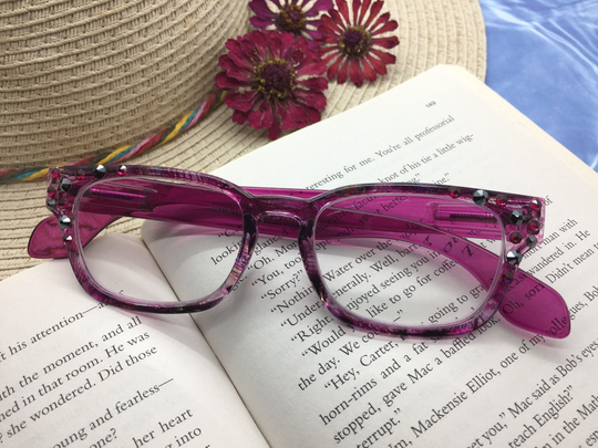 Pink Crystal Bling Reading Glasses 1.5 Strength Readers Eyeglasses