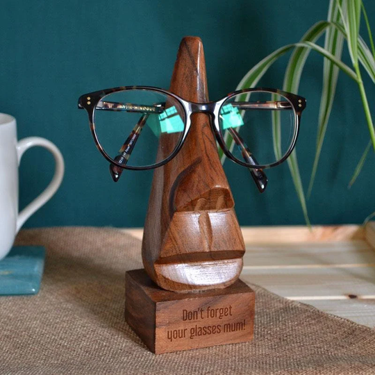Personalised Wooden Glasses Stand Face Specs Holder