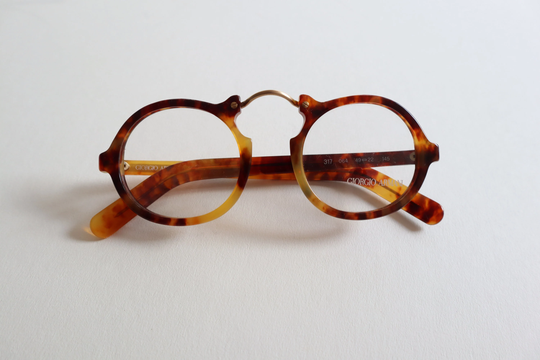 90S Giorgio Armani Gatsby 317 Eyeglasses Tortoise Unisex Big Round Frames Brown Amber Plastic