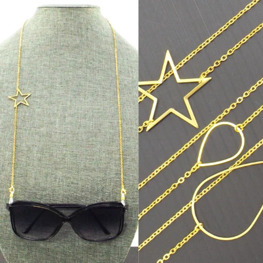 Women's Gold Geometric Necklace For Glasses | Eyeglass Chain Women Face Mask Lanyard Sunglasses Holder