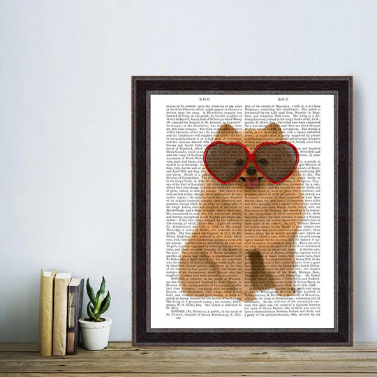 Pomeranian Dog Heart Sunglasses - Print Wall Art Home Office Décor Decor Poster Gifts For Best Friend Gift
