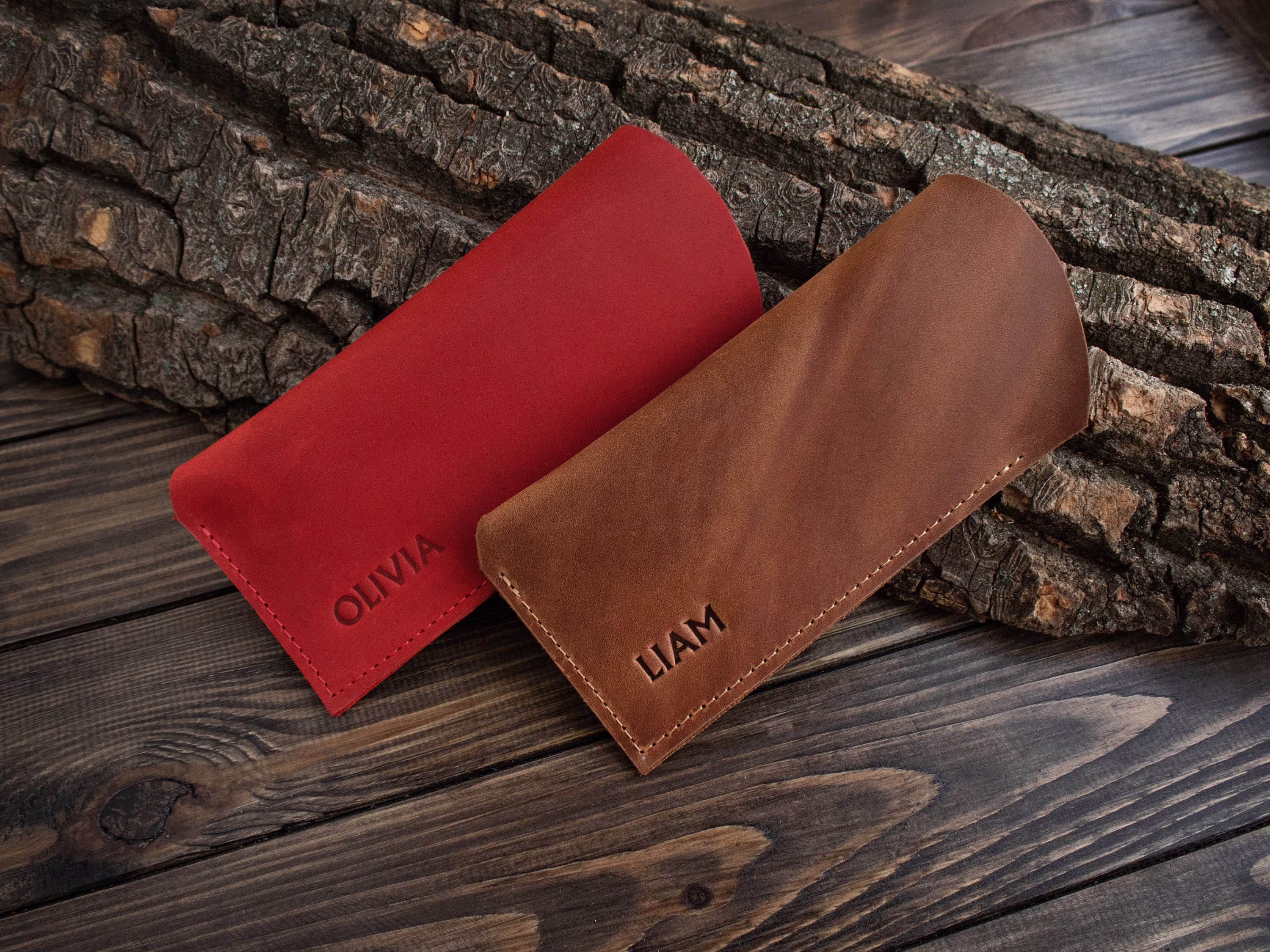 Personalized Leather Case For Eyeglasses, Slim Holder Reading Glasses, Custom Glasses With Initials, Minimalist Design