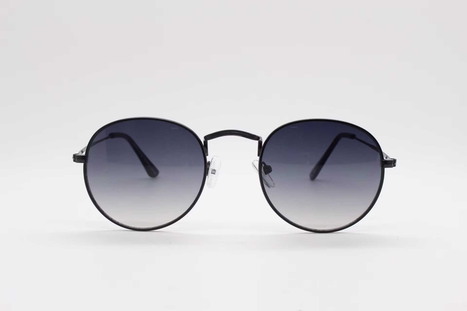 90S Vintage Round Metal Sunglasses, 60S Style Black Frame With Graduating Lenses. Nos Panto