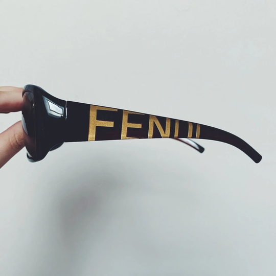 Vintage Fendi Brown Tinted Sunglasses With Spell Out Monogram Logo On Arms