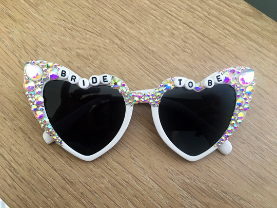 White Heart Bride To Be Sunglasses Hen Do Accessories Bachelorette Shades