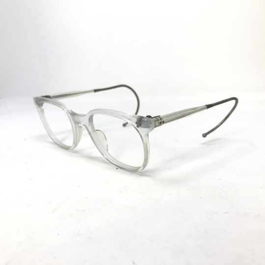 Vintage Kids Eyeglasses Glasses Frame Clear Silver Square Used Eyeglass Frames Retro Coiled Arms
