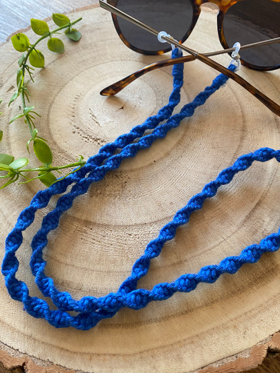 Ultramarine Blue Macrame Sunglasses Chain, Eco Friendly Gifts For Her, Glasses Strap, Eyeglass Cord, Hanging Cord