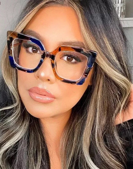 Retro | Vintage Oversized Fashion Glasses Frame Eyewear Modern Trendy Square Transparent