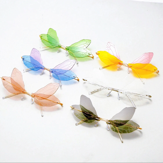 Dragonfly Frameless Sunglass With Free Faux Leather Case Ultra Sun Proof Accessory Must Unisex Tint Quality Protection Multiple Colour