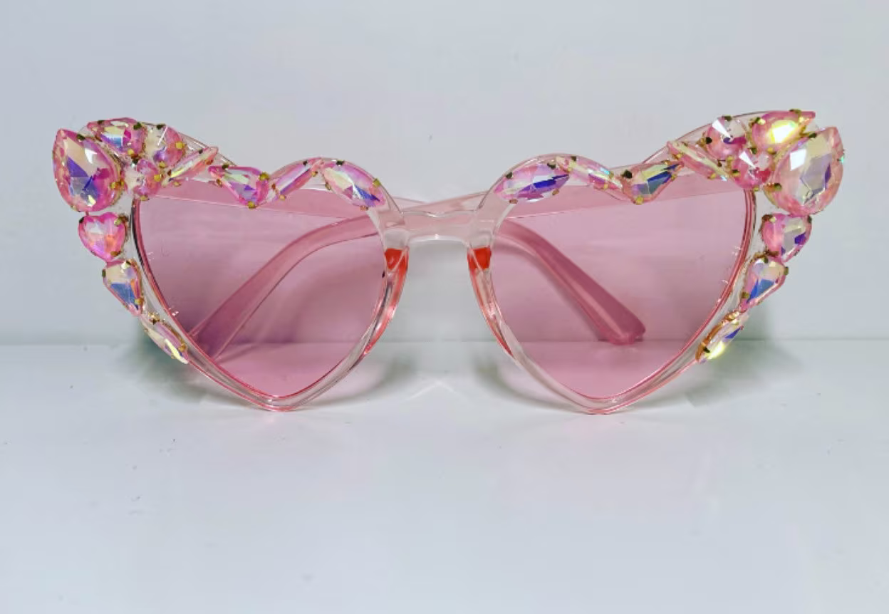 Pink Translucent Heart Sunglasses