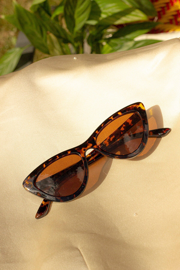 Gloss Tortoise Shell Deep Mini Cat Eye Sunglasses