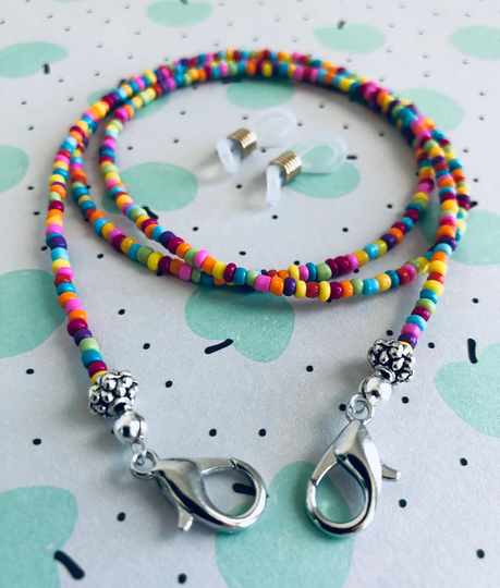 Rainbow Glasses Chain/Face Mask Chain, Colourful Beaded Chain, Rainbow Glasses Holder, Sunglasses Mask Durable