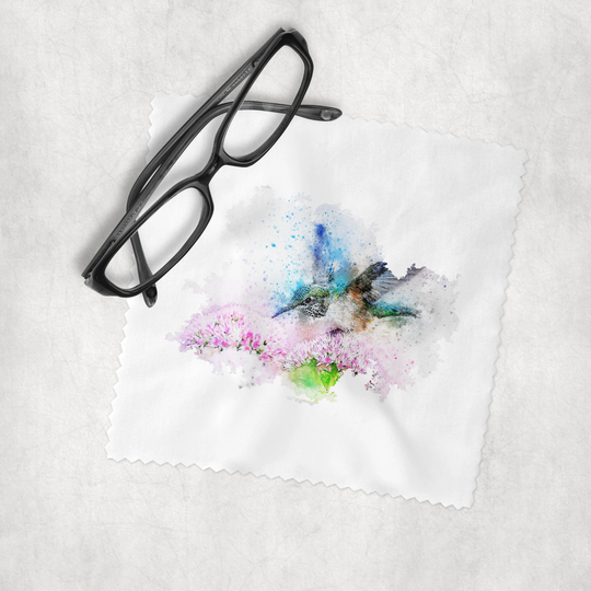 Watercolor Animals - Hummingbird Microfiber Lens Cleaning Cloth | Lens, Sunglasses Cleaner, Eyeglasses
