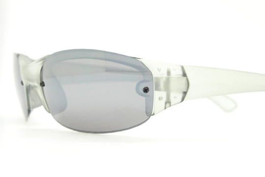 Y2K Vintage Futuristic Shield Sunglasses. Aerodynamic Wrap Around Transparent Frosted Half Frame Sport Visor. Superhero. 2000's. 90S Nos