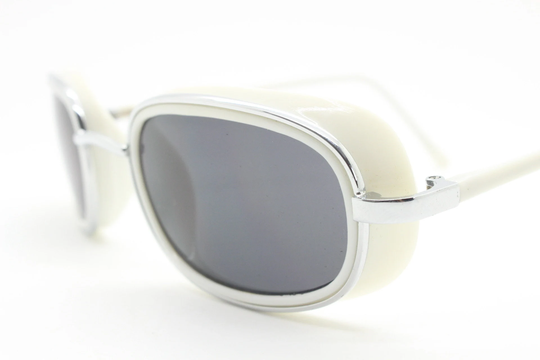 90's Vintage Micro Goggle Sunglasses. White Surround Blinker Spoilers With Contrasting Black Lenses. Bnwt. Sick Fashion Unused Nos
