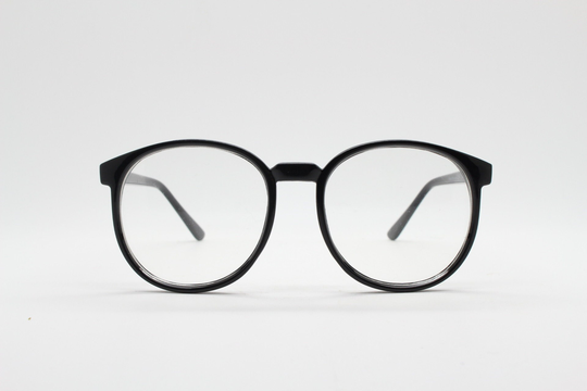 80S Vintage Black Round Glasses. Slightly Oversized Optical Frames. Prescription Eyeglasses With Clear Lens. Rx Spectacles