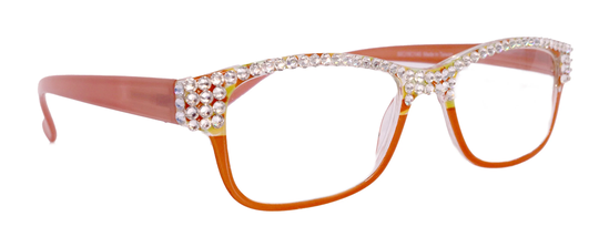 Olivia, | Bling Women Reading Glasses Adorned With | Full Top | Clear Genuine European Crystals. | Orange Square, Ny Fifth Avenue