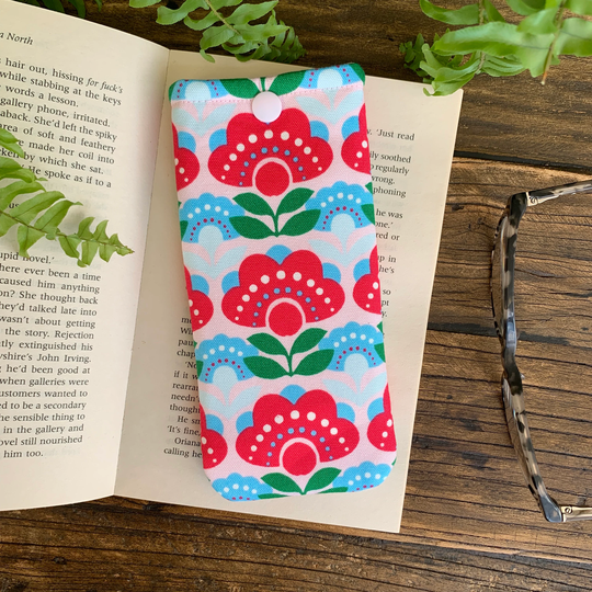 Handmade Pink Retro Flower Fabric Glasses Case Sunglasses Pouch Spectacle Cover Floral Gift Idea