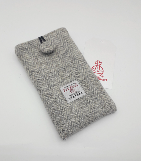 Harris Tweed Glasses/Phone Case /Grey & Cream Herringbone