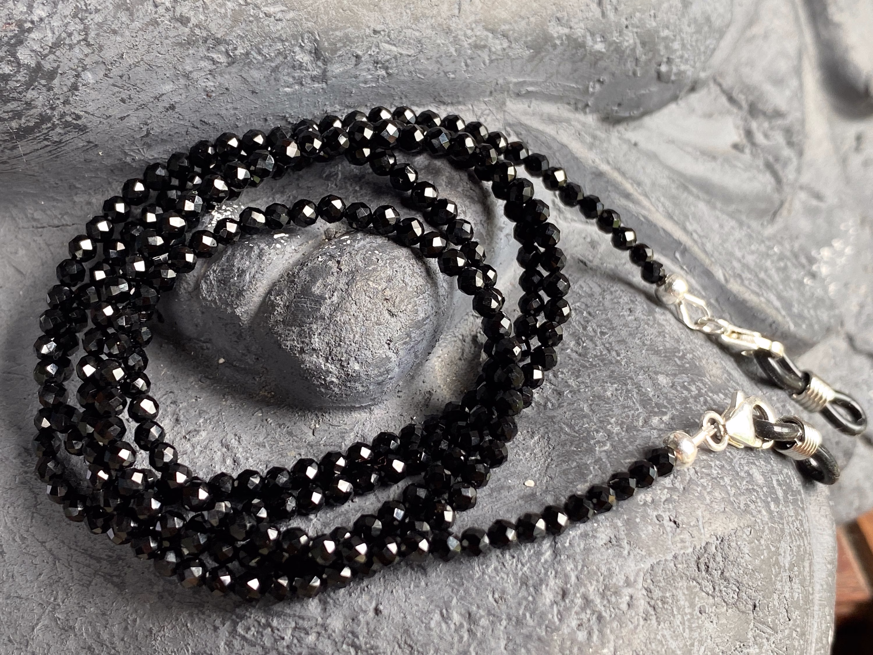 Natural Black Spinel Stone Eyeglass Beaded Chain For Women, Mask Holder Lanyard, Minimalist Jewelry, Sunglasses Strap, Eyeglass Necklace