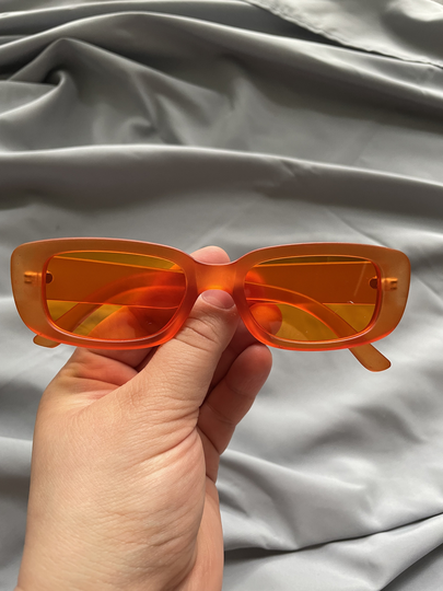 Orange Small Retro Rectangular Sunglasses | Trendy Y2K Square Oval Vintage Unisex Fashion More Colours Available