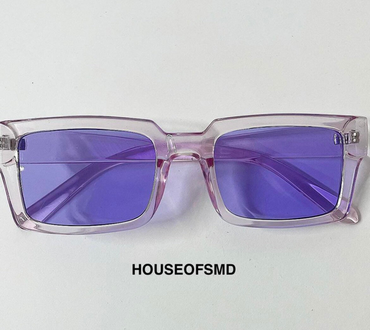 Purple Sunglasses, Rectangle Festival Glasses, Rave Purple Funky Retro Outfit