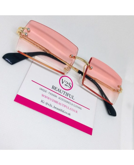 Y2K Rimless Sunglasses, 90S 2000S Fashion Pink Retro Aesthetic UK