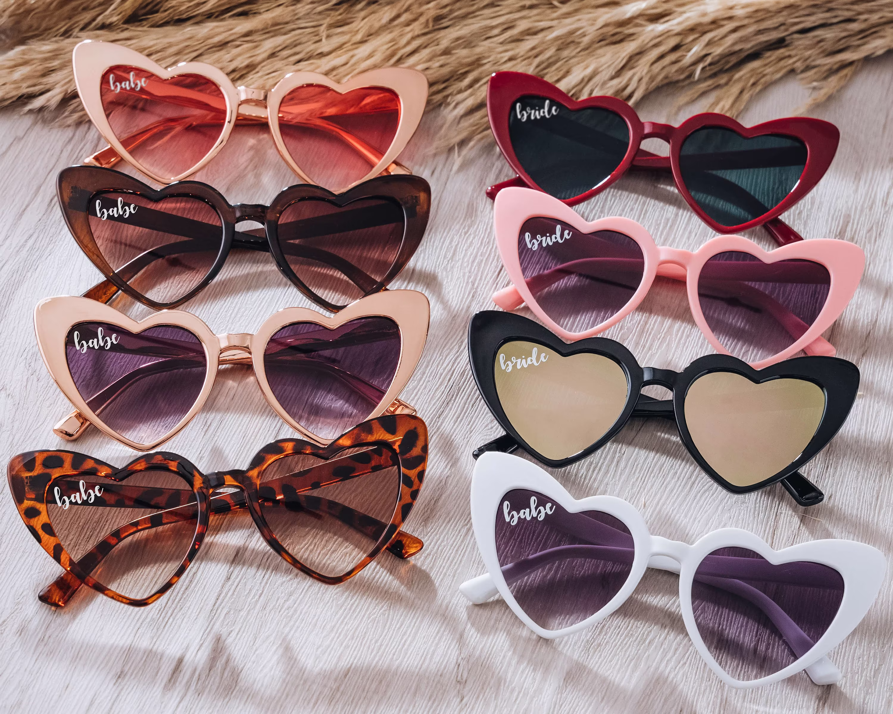Bachelorette Party Favors | Heart Sunglasses Babe & Bride Bridal Shower Bridesmaid Gifts Maid Of Honor Wedding