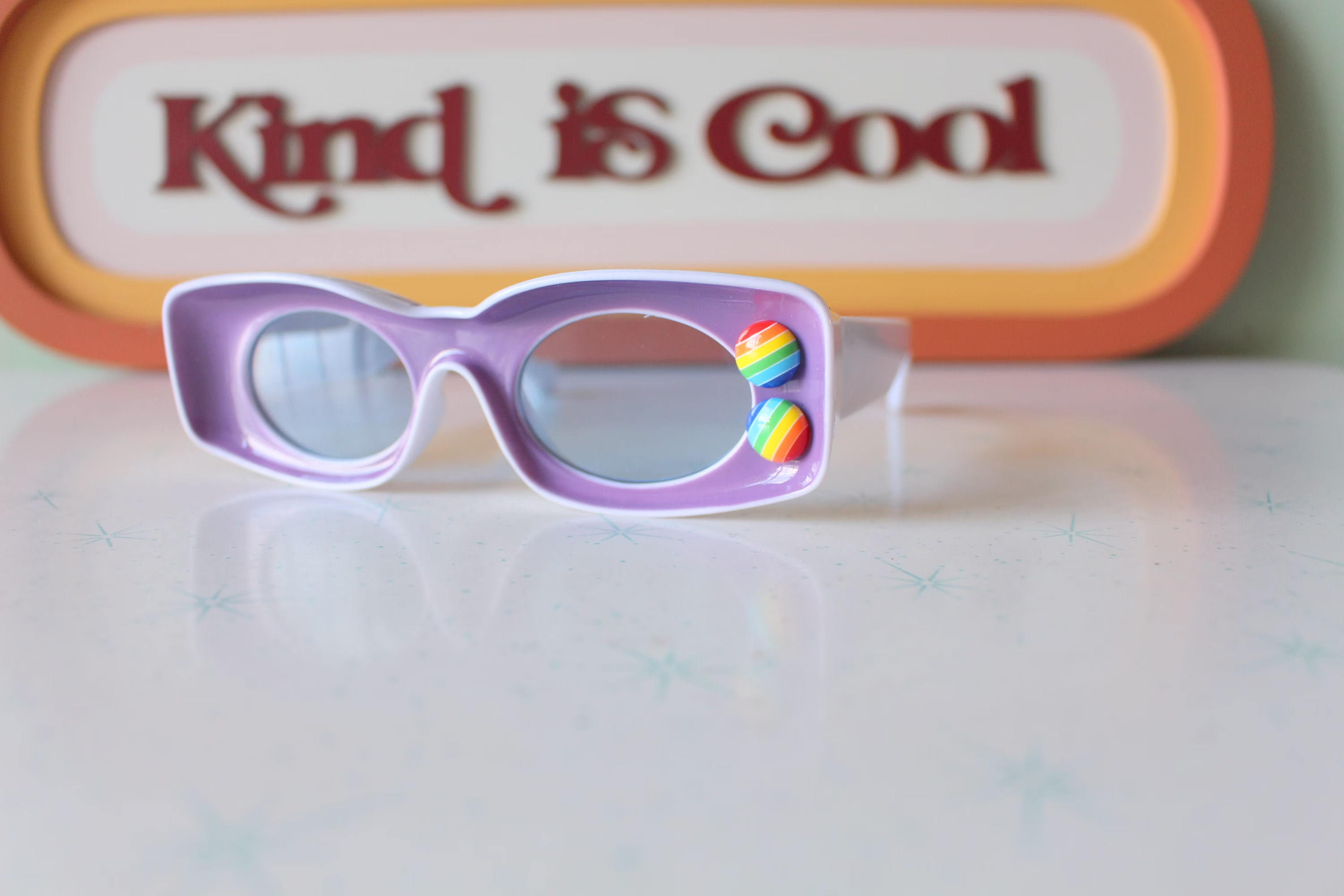 The Rainbow Costume Sunglasses...atomic. Custom. Retro. Hipster. Kitsch. Shades. Summer. Party Glasses. Obscure. Festive. Hippie. Purple