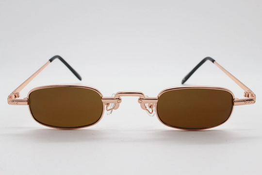 90S Vintage Small Rectangular Sunglasses. Imposing Minimal Gold Metal Victorian Style Frame With Black Lenses. Steampunk. Unused Bnwt