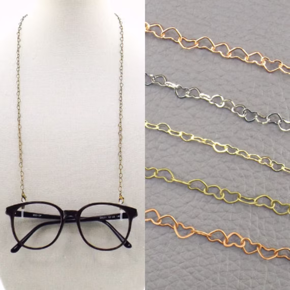 Heart Link Eyeglass Chain For Women | Necklace Glasses Face Mask Sunglasses Lanyard Holder
