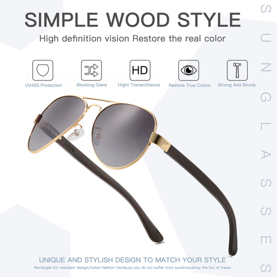 Wooden Arm Aviator Sunglasses Prescription Glasses Groomsmen Proposal Eye Frames