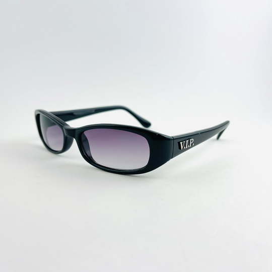 Authentic Y2K Black Rectangle Sunglasses | V.i.p. Logo Sunglasses